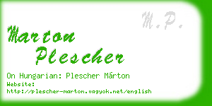 marton plescher business card